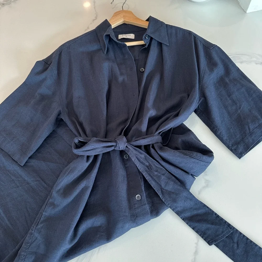 Babaton Navy Shirt Midi Dress - Picture 4 of 7